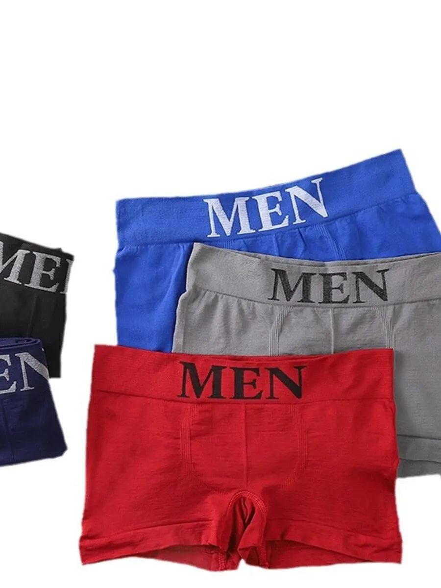 5 PCs Men's High Elastic Plain Color Comfortable Boxer Briefs Panties