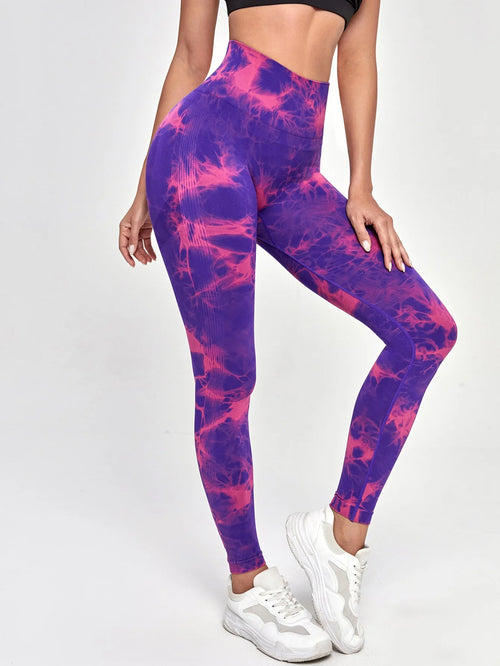 Tie Dye Yoga Pants Sport Leggings Women Seamless High Waist Push Up