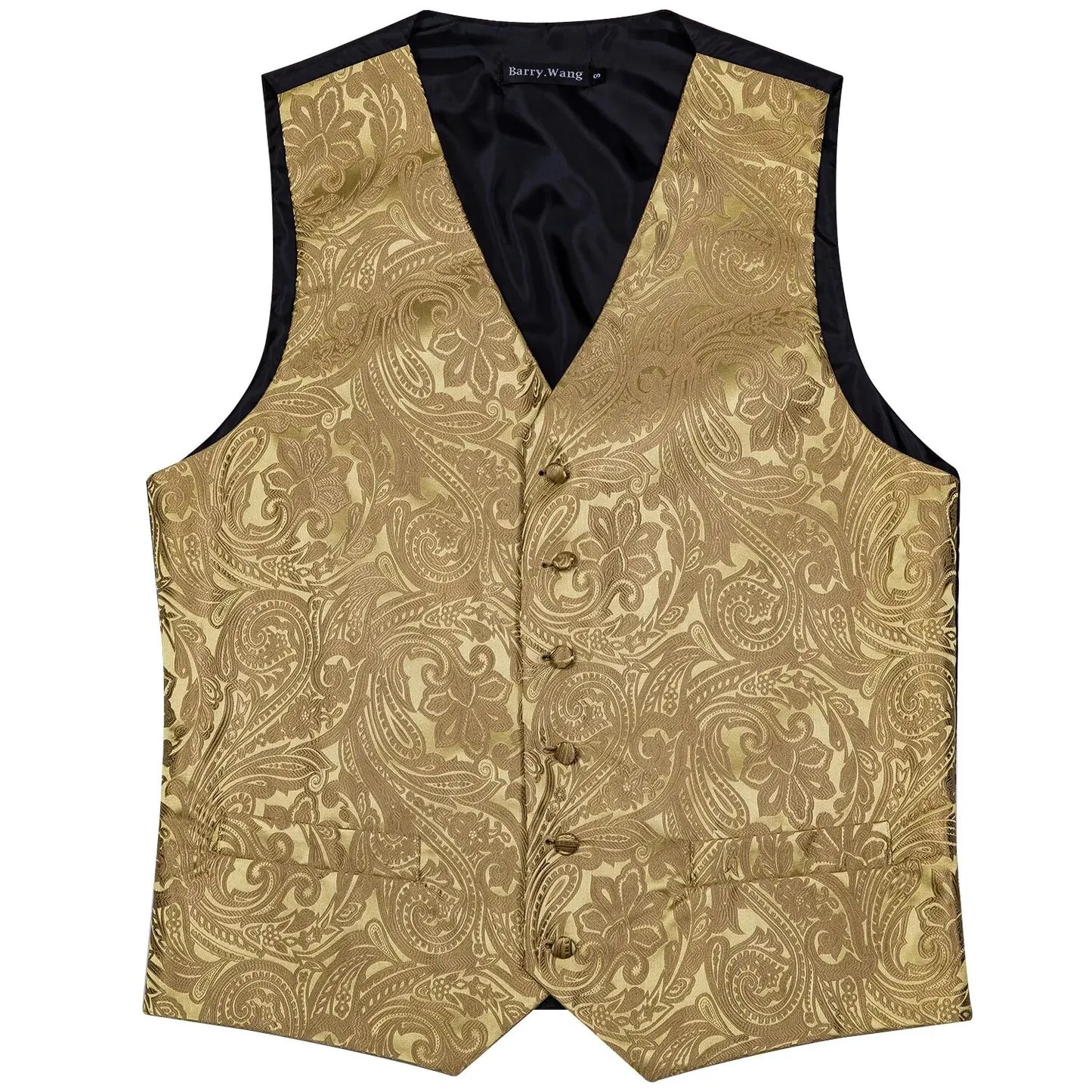 Men's Suit Vest Jacquard 4pcs Waistcoat with Tie Pocket Square