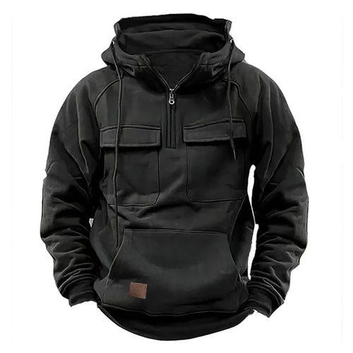 Half Zipper Men's Tactical Hoodies Solid Warm Fleece Military