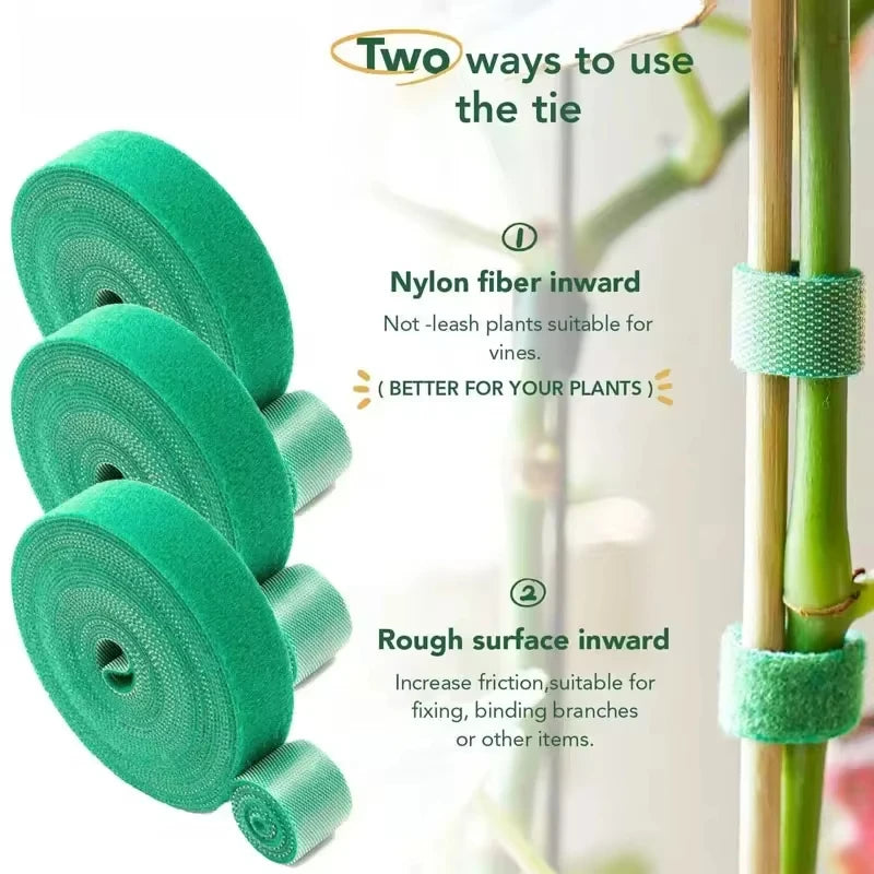 5M Nylon Plant Bandage Tie Reusable Plant Hook Loop Ties Green