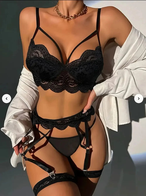 Erotic Sexy Lace Bra And Panty Set Underwear Transparent Bra Exotic