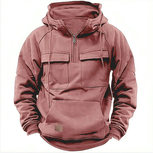 Half Zipper Men's Tactical Hoodies Solid Warm Fleece Military