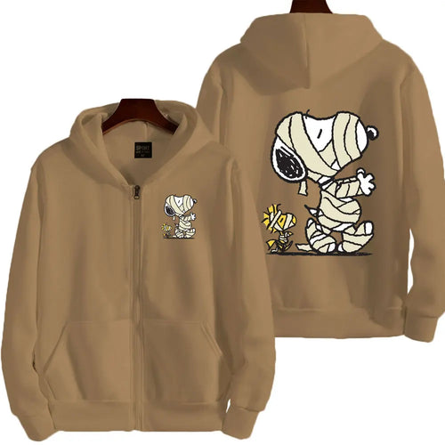 Snoopy Injured Cartoon Anime Men Zipper Hoodie Spring Autumn Fashion