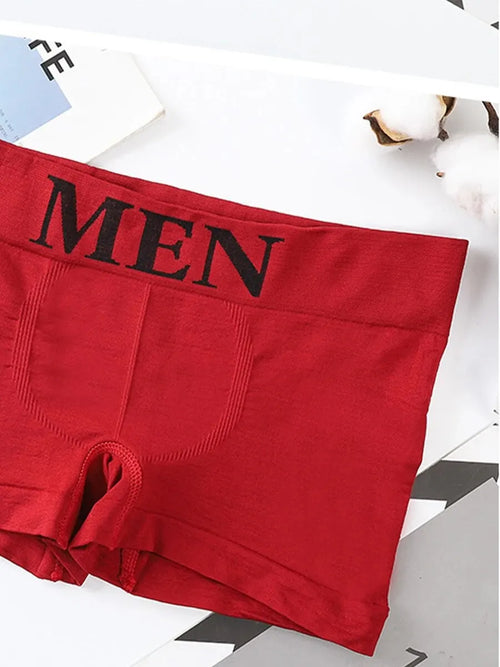 5 PCs Men's High Elastic Plain Color Comfortable Boxer Briefs Panties