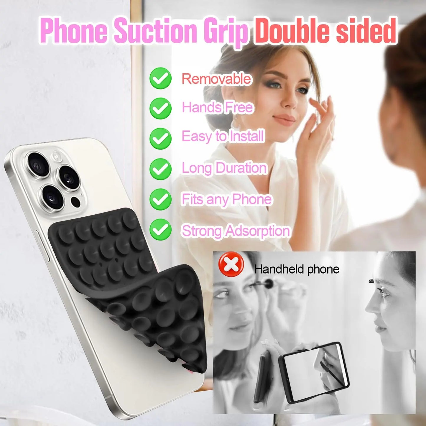 Suction Cup Phone Case Mount Double-Sided,Silicon Sticky Phone Stand