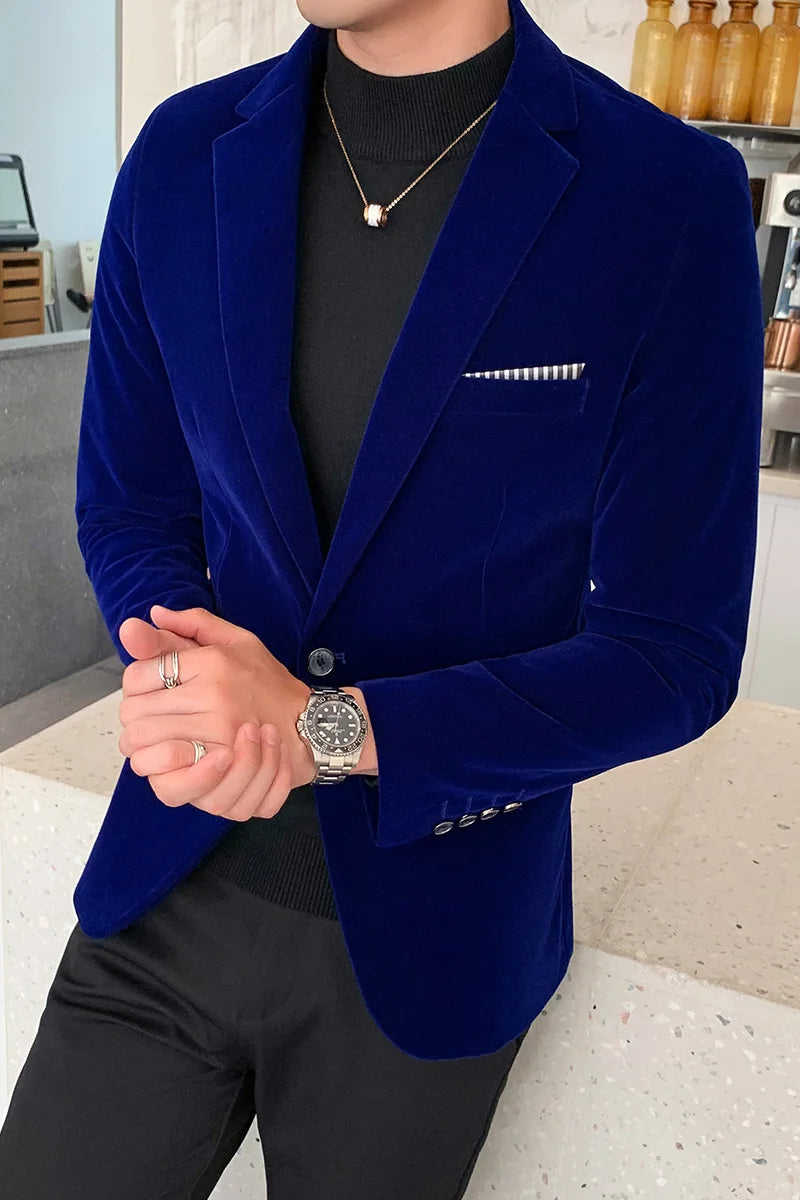 Men Wedding Groom Singer Costume Slim Blazer Formal Wear Dress