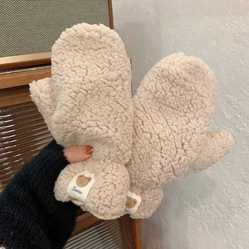 Kawaii Plush Warm Gloves Soft Winter Thick Fingerless Korean Japanese