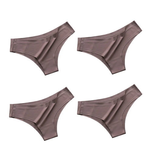 4PCS/Set Seamless Panties Women Sexy Underwear Ice Silk Underpants Low