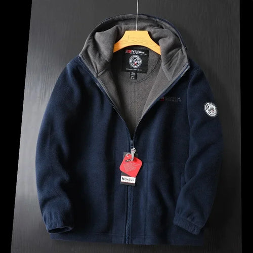 Winter Wool Jacket Men's High-end Embroidered Thickened Fleece