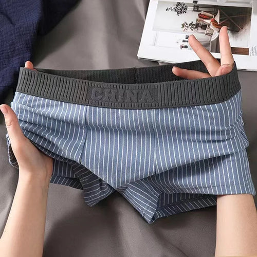 1Pcs Boxer Shorts Men's Underwear Sexy Panties Cotton Striped Man