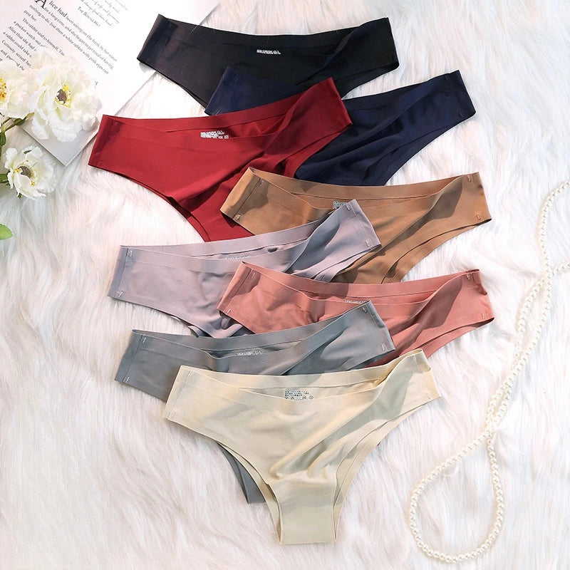 4PCS/Set Seamless Panties Women Sexy Underwear Ice Silk Underpants Low