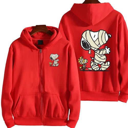 Snoopy Injured Cartoon Anime Men Zipper Hoodie Spring Autumn Fashion