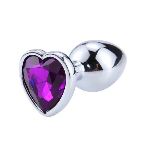 Anal Plug Heart 3 Sizes Stainless Steel Crystal Anal Plug Removable