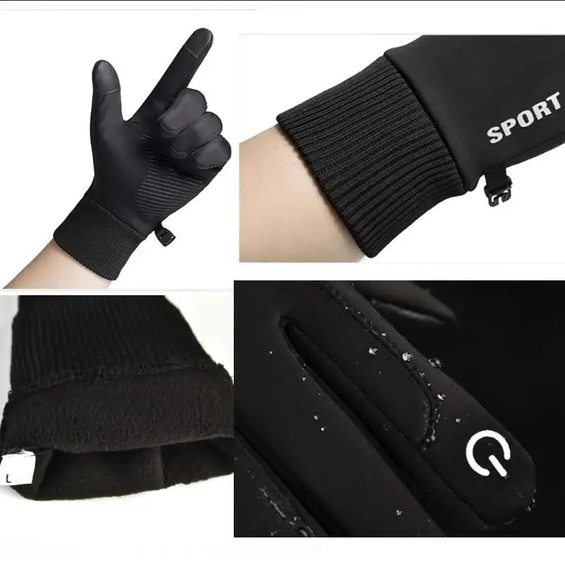 Black Winter Warm Full Fingers Waterproof Cycling Outdoor Sports