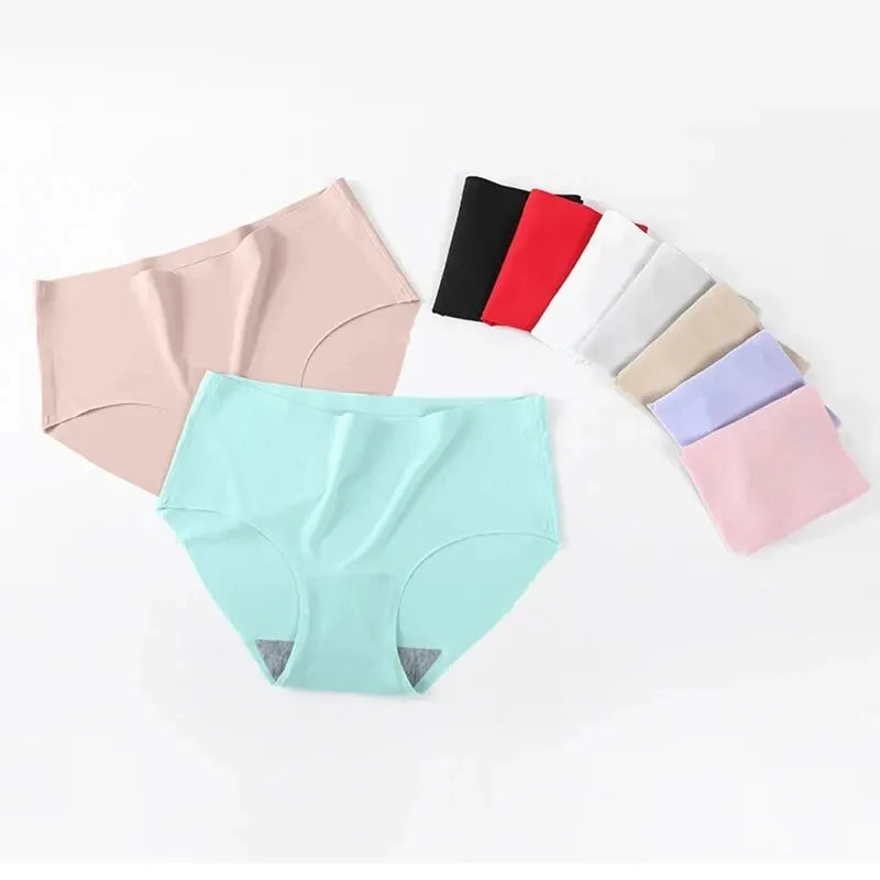 9 PCs/Lot Seamless Ice Silk Underwear for Women Monochrome Underwears