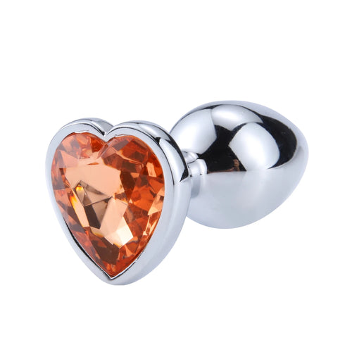 Anal Plug Heart 3 Sizes Stainless Steel Crystal Anal Plug Removable