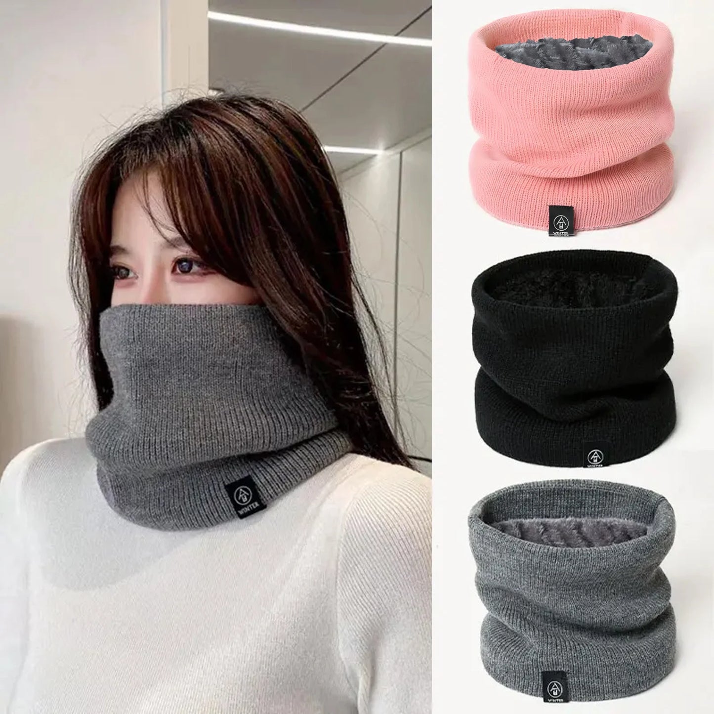 Fashion Women Knitted Scarf Solid Cashmer Like Winter Snood Scarves