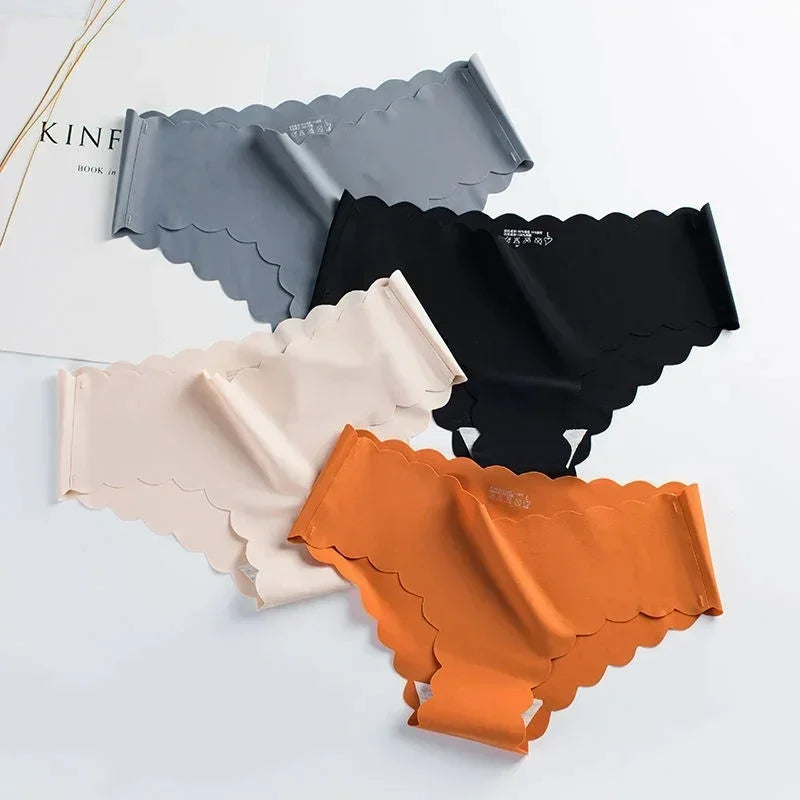 4pcs Ice Silk Seamless Women's Underwear with Pure Cotton Crotch for