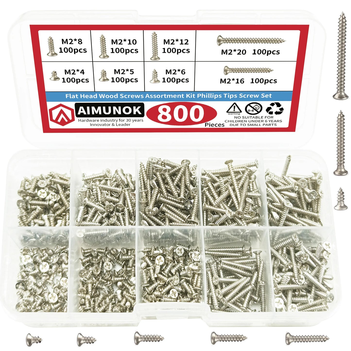 800pcs M2 Self Tapping Screw Assortment Kit Tapping Screw Assortment