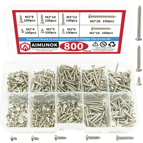 800pcs M2 Self Tapping Screw Assortment Kit Tapping Screw Assortment