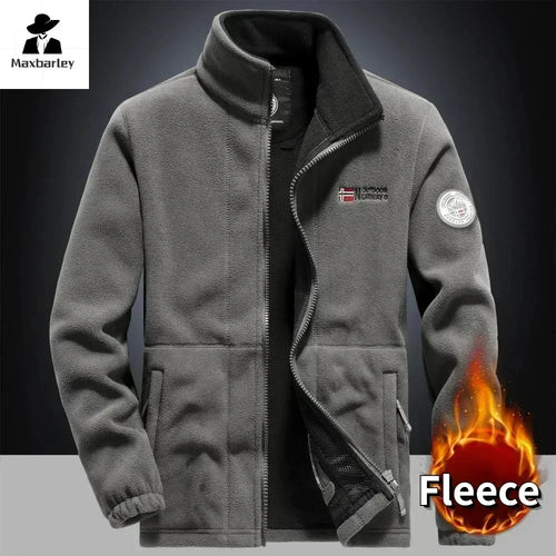 Winter Warm Fleece Jacket Men's Climbing Double Thickened Pocket