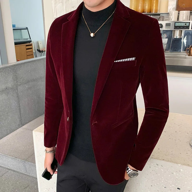 Men Wedding Groom Singer Costume Slim Blazer Formal Wear Dress