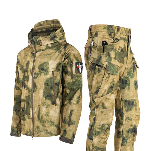 New Men's Winter Jacket Tactical  Sets Fleeced Sharkskin Windproof