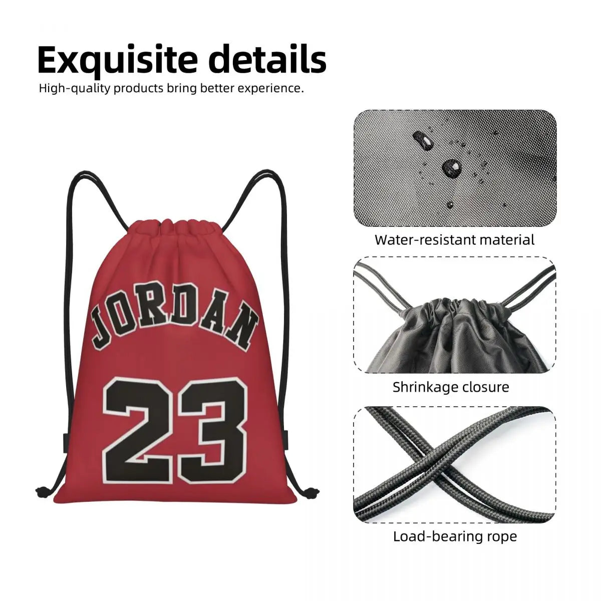 Custom MJ Jordan No.23 Drawstring Pocket Backpack Men Women