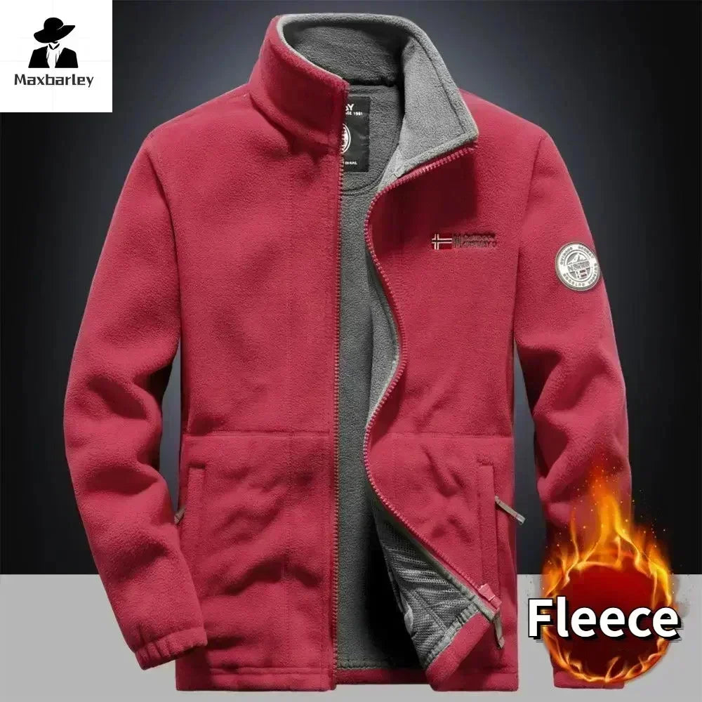 Winter Warm Fleece Jacket Men's Climbing Double Thickened Pocket