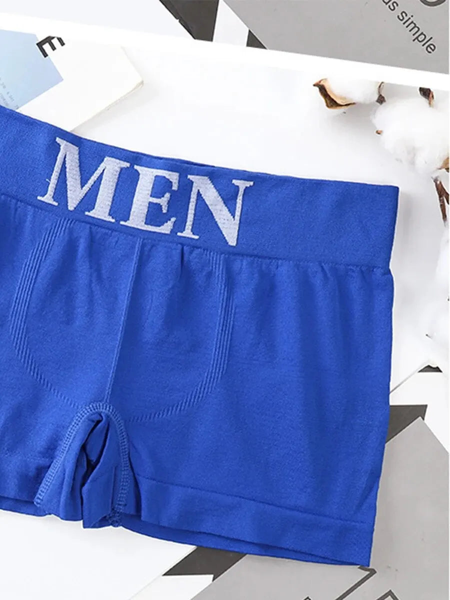 5 PCs Men's High Elastic Plain Color Comfortable Boxer Briefs Panties