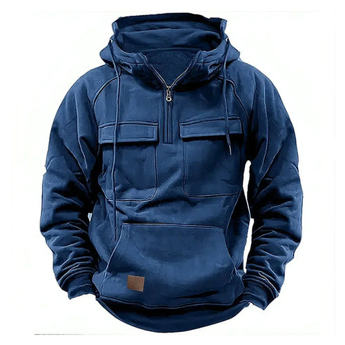 Half Zipper Men's Tactical Hoodies Solid Warm Fleece Military