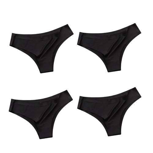 4PCS/Set Seamless Panties Women Sexy Underwear Ice Silk Underpants Low