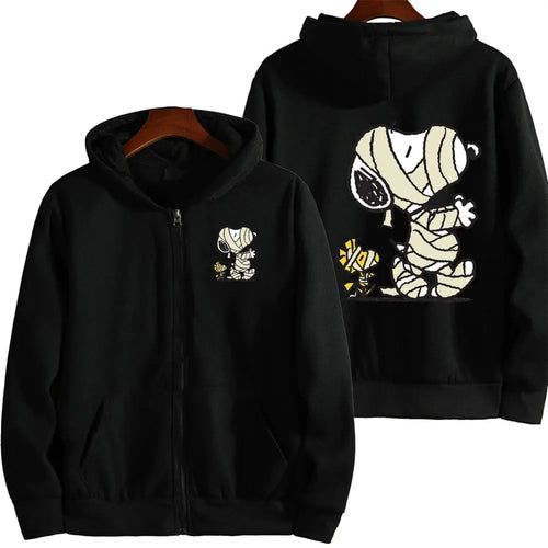 Snoopy Injured Cartoon Anime Men Zipper Hoodie Spring Autumn Fashion