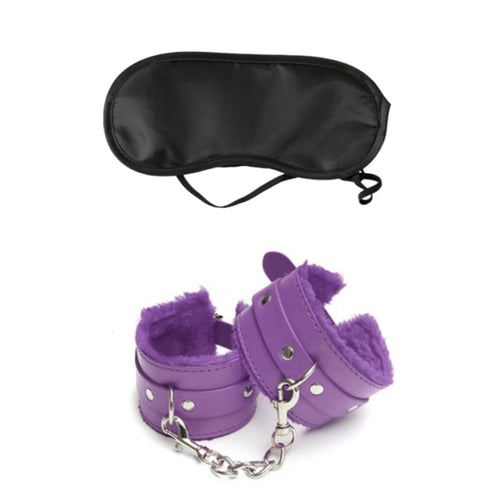 2pcs PU Leather Sex Handcuffs with Eye Mask Sex Toys for Couples Adult