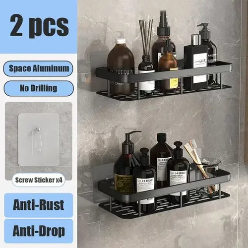 Bathroom Shelf No Drill Wall Mounted Shampoo Bottle Shower Corner Rack