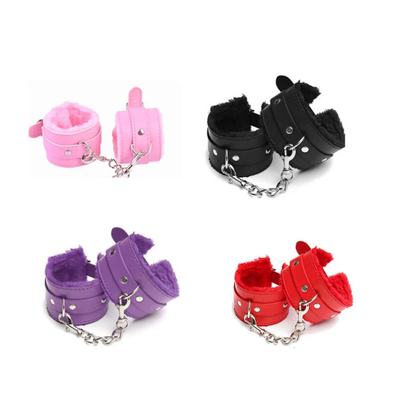 2pcs PU Leather Sex Handcuffs with Eye Mask Sex Toys for Couples Adult