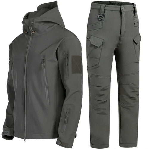 New Men's Winter Jacket Tactical  Sets Fleeced Sharkskin Windproof