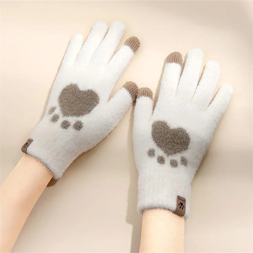 Kawaii Plush Warm Gloves Soft Winter Thick Fingerless Korean Japanese