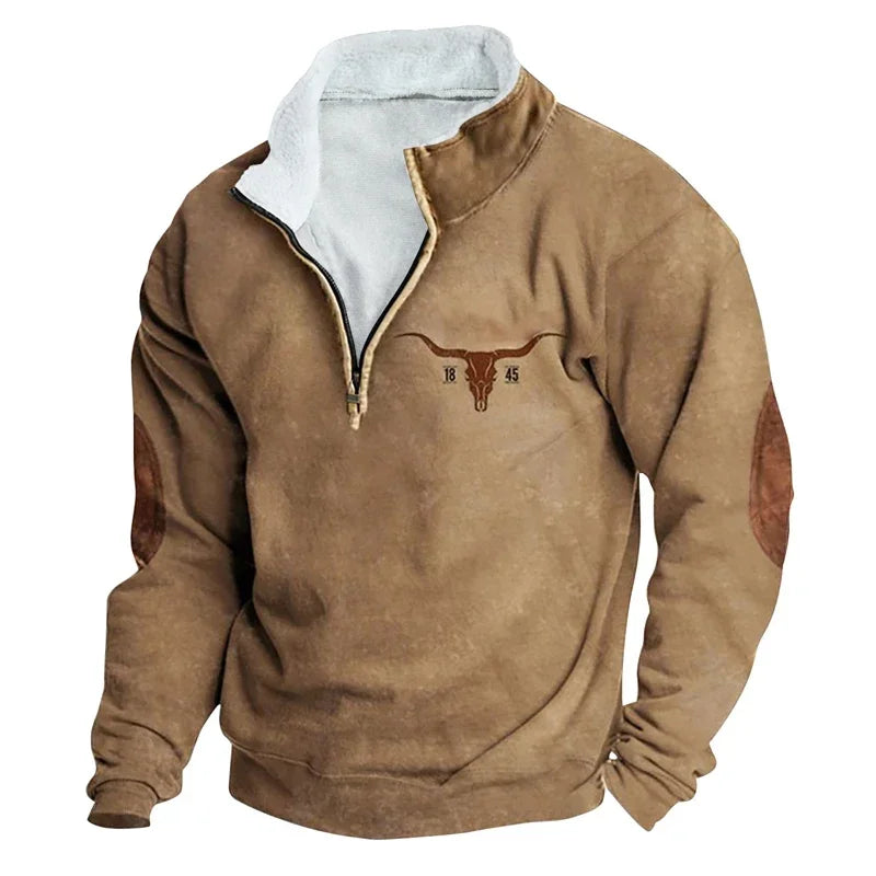 Vintage Sweatshirt For Men Ethnic Style Casual Warm Hoodie Tops