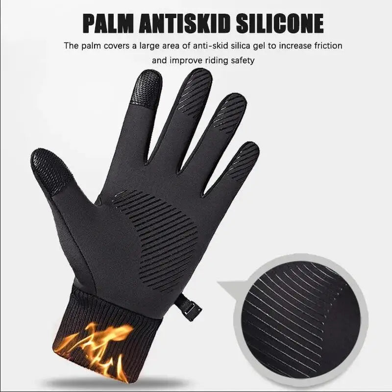 Black Winter Warm Full Fingers Waterproof Cycling Outdoor Sports