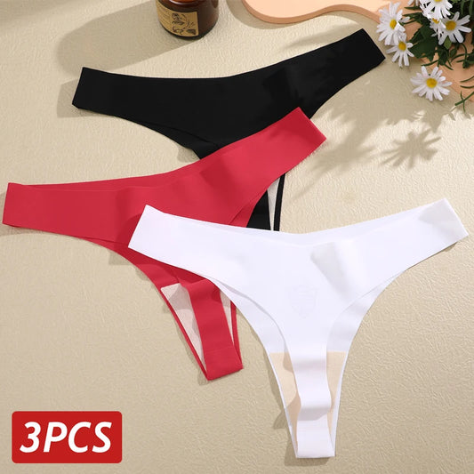 3Pcs/Set Women Seamless Panties Sexy V-Waist Thongs G-String