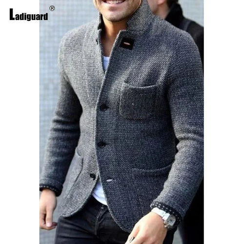 Mens Elegant Leisure Casual Knitted Blazers European Style 2024 Spring