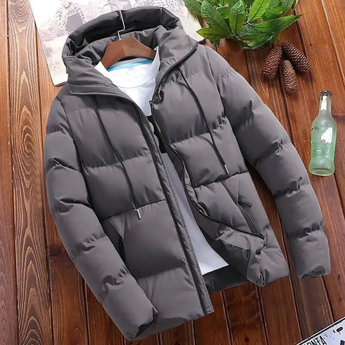 Men's Thick Puffer Hooded Jacket  Casual Warm Parkas Business Outfear