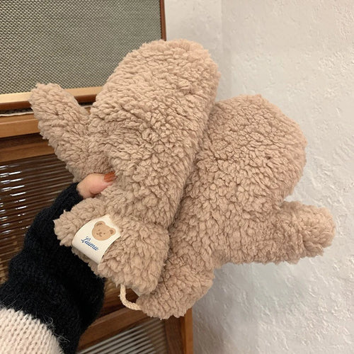 Kawaii Plush Warm Gloves Soft Winter Thick Fingerless Korean Japanese