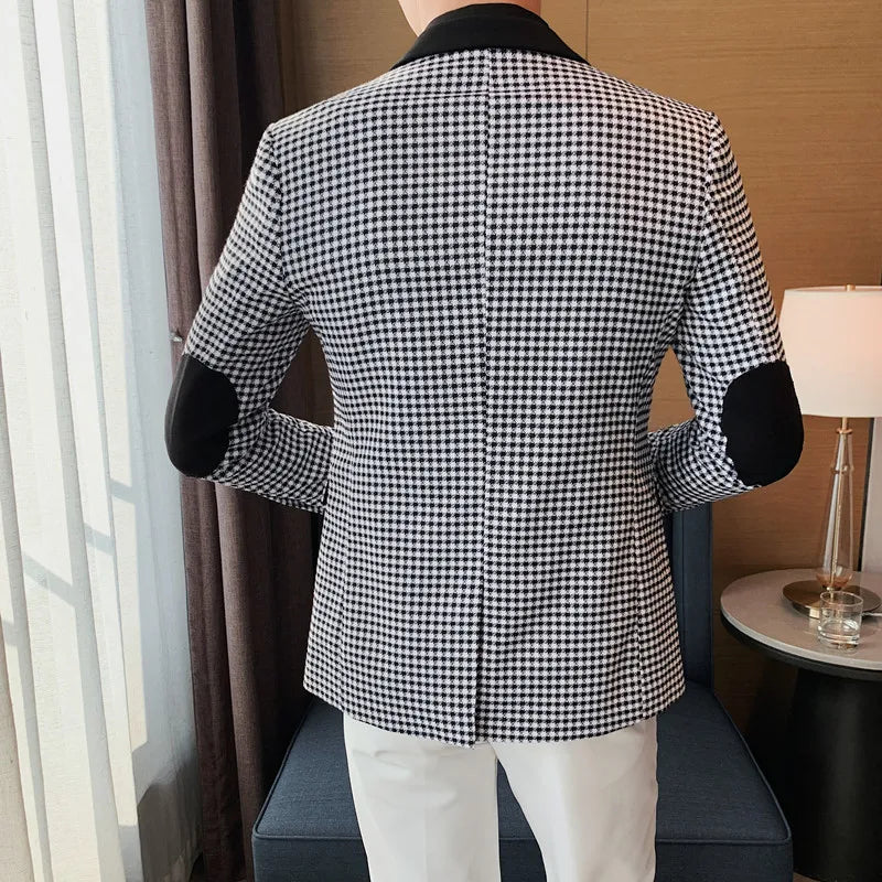 2024 Autumn Winter Korean  Houndstooth Blazer Jackets Fashion Color