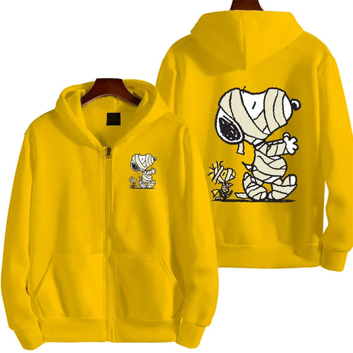 Snoopy Injured Cartoon Anime Men Zipper Hoodie Spring Autumn Fashion