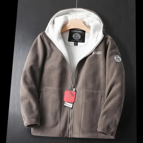 Winter Wool Jacket Men's High-end Embroidered Thickened Fleece