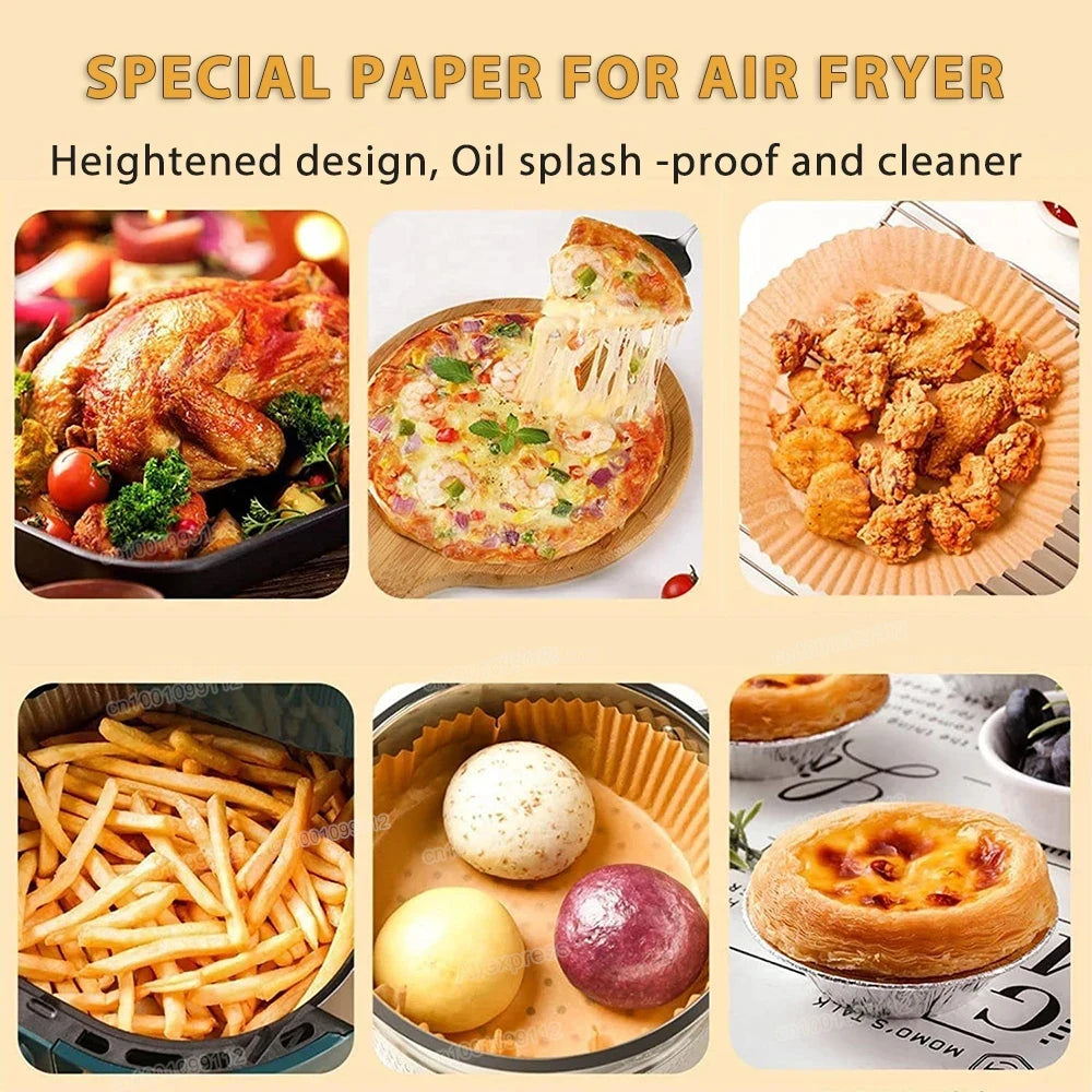 50/100Pcs Air Fryer Disposable Paper Non-Stick Airfryer Baking Papers