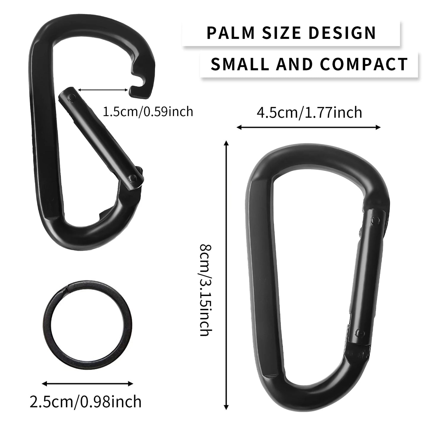 Carabiner Clip, 3" Heavy Duty Small Carabiner for Hammocks, Camping